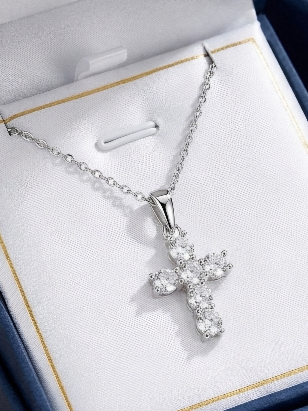 Moissanite 2.2 CTW Silver Cross Necklace